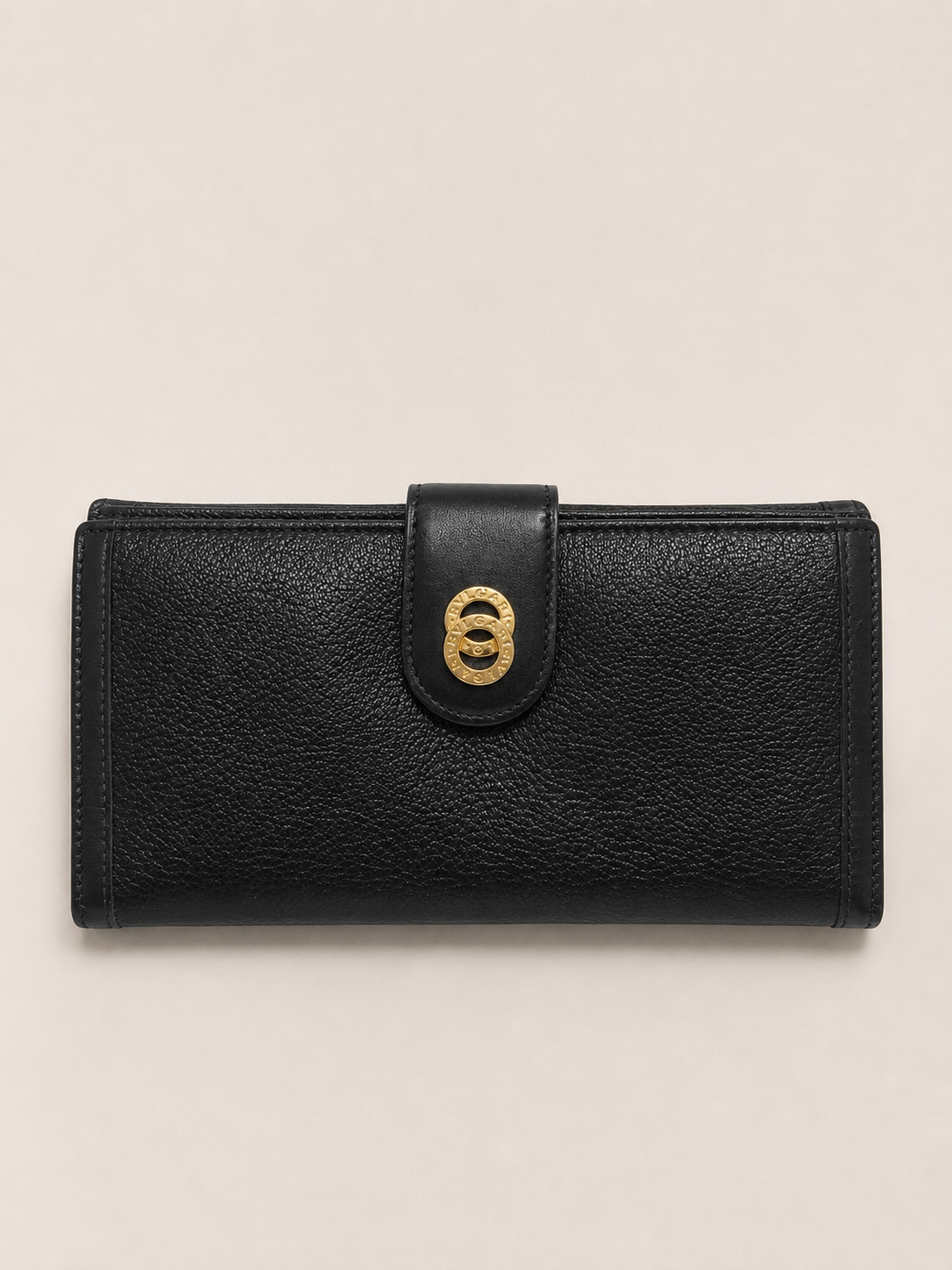 Black Leather Wallet Bvlgari