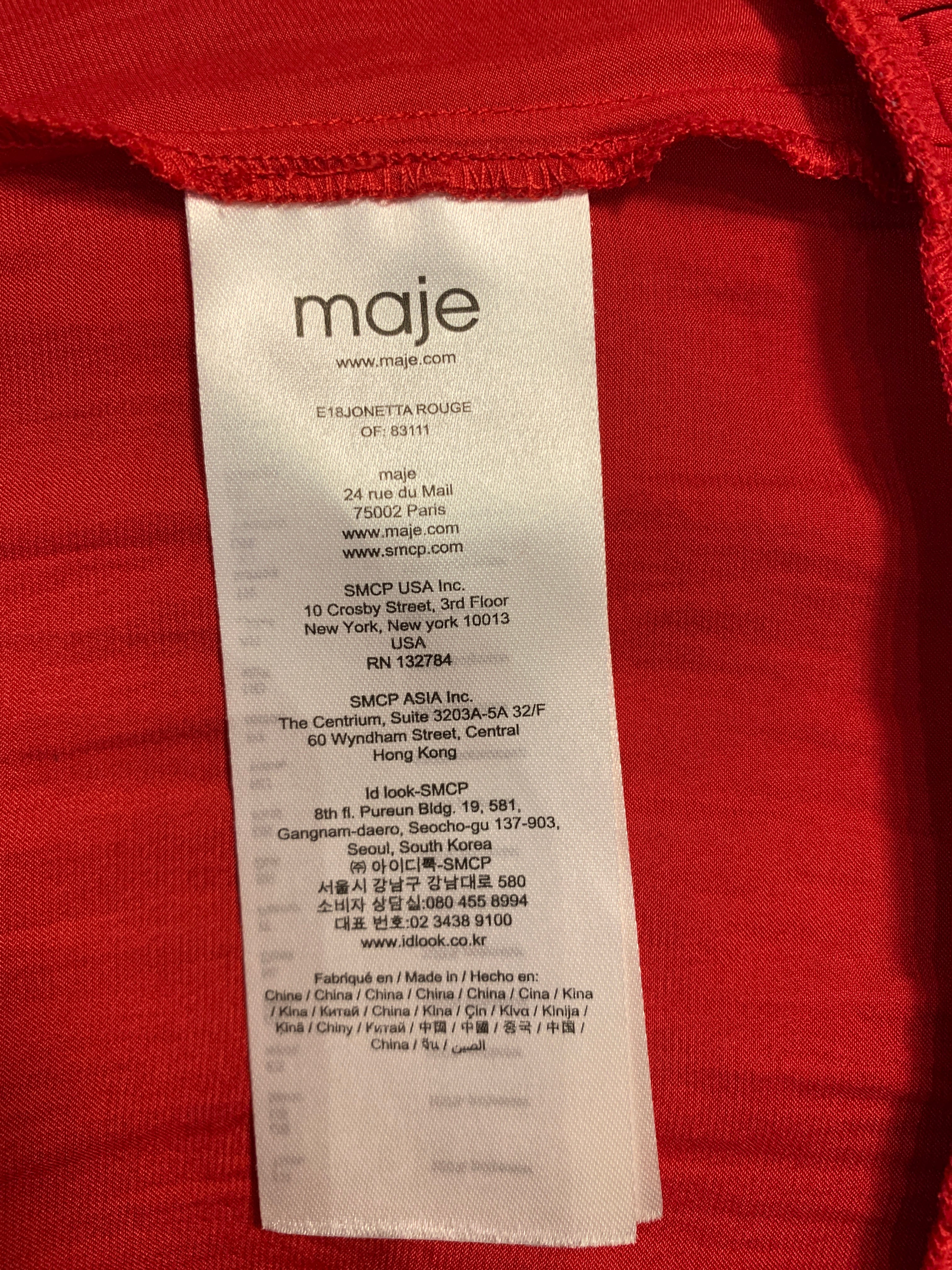 Maje Red Accordion Skirt, 1