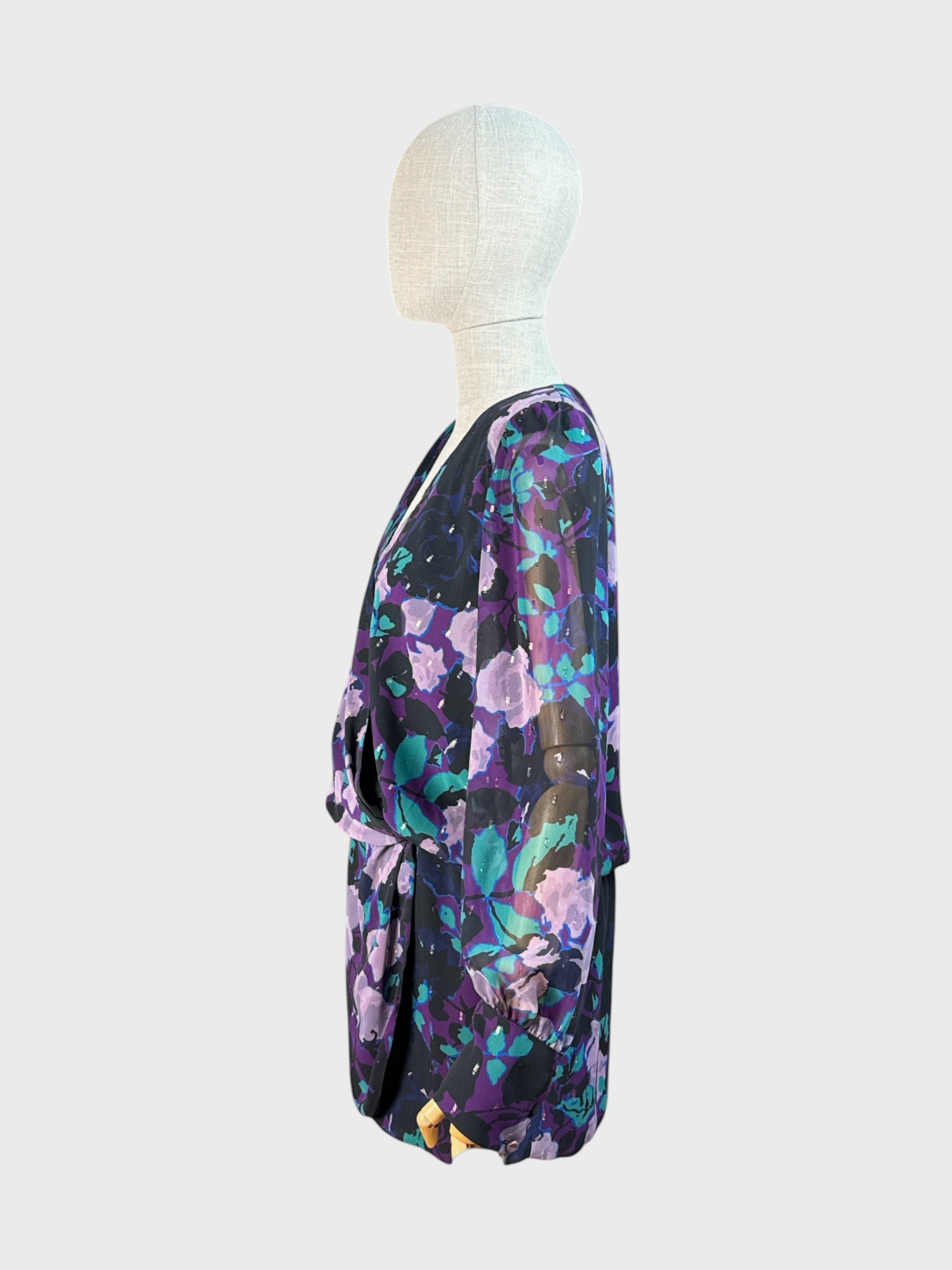 LiuJo Mauve, Black, Green, and Blue Patterned Dress