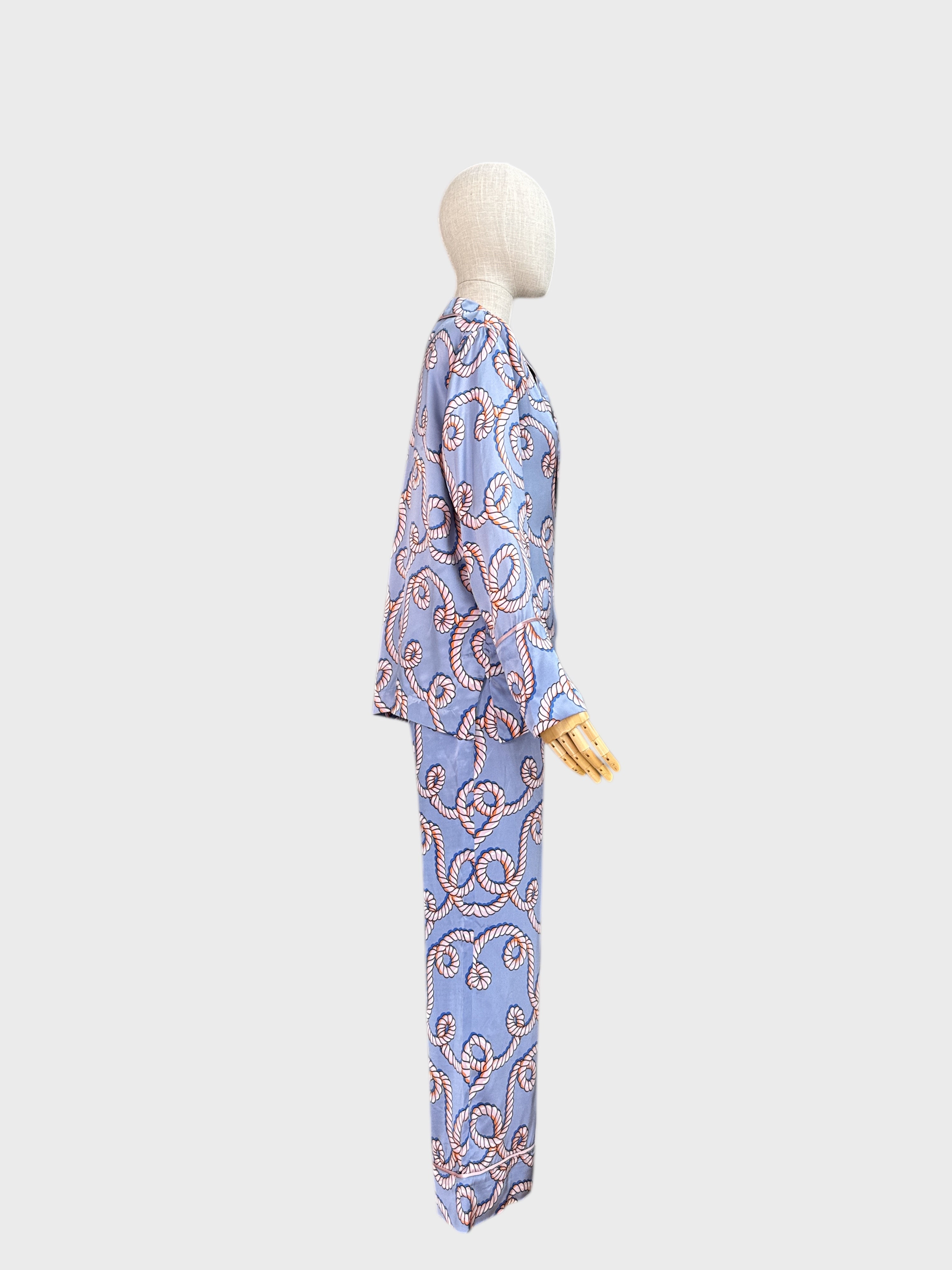Hesper Fox mauve and pink 100% silk pyjamas, M