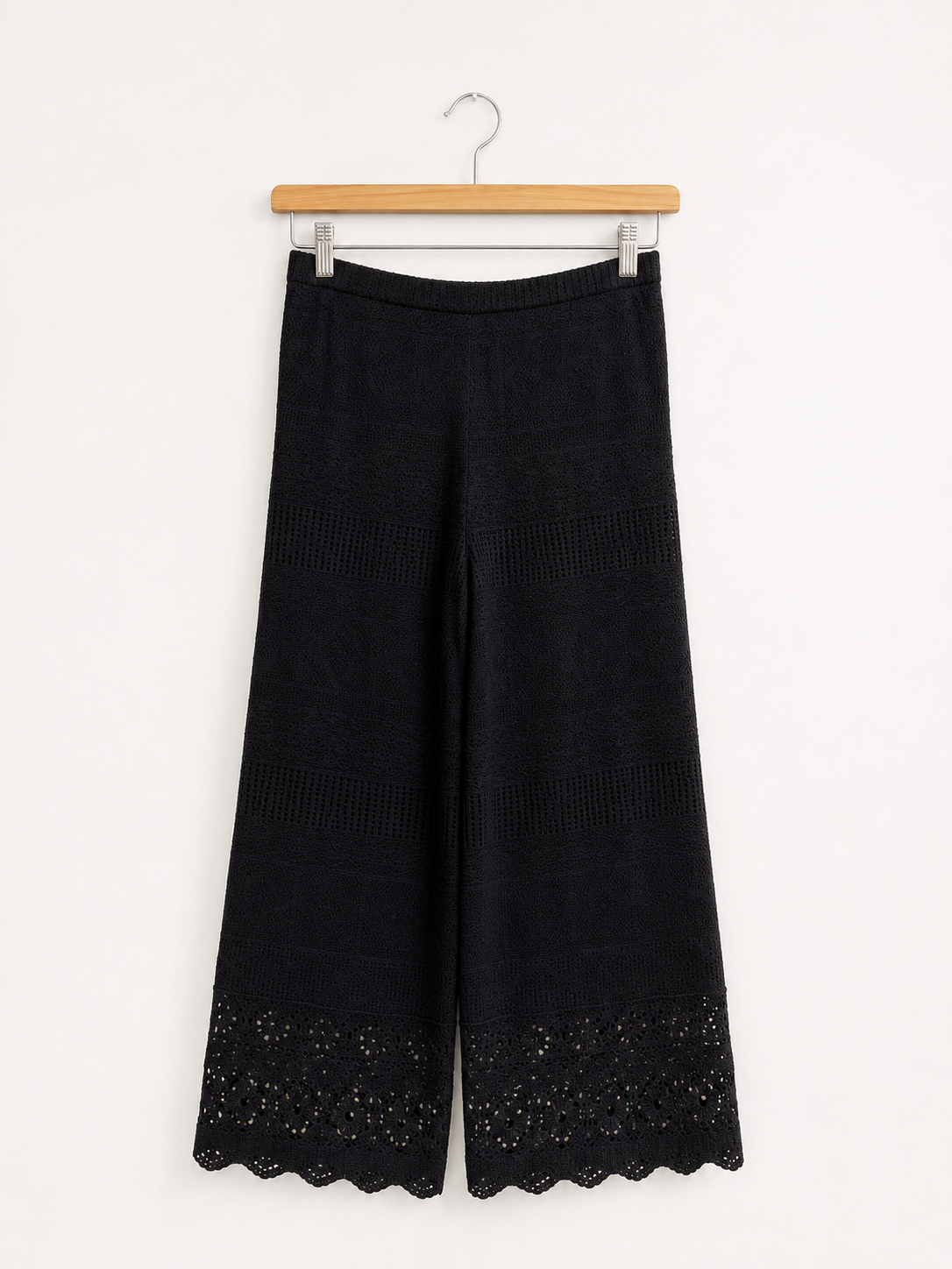 Maje Black Crocheted Trousers, size 38