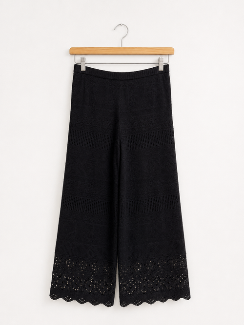 Maje Black Crocheted Trousers, size 38