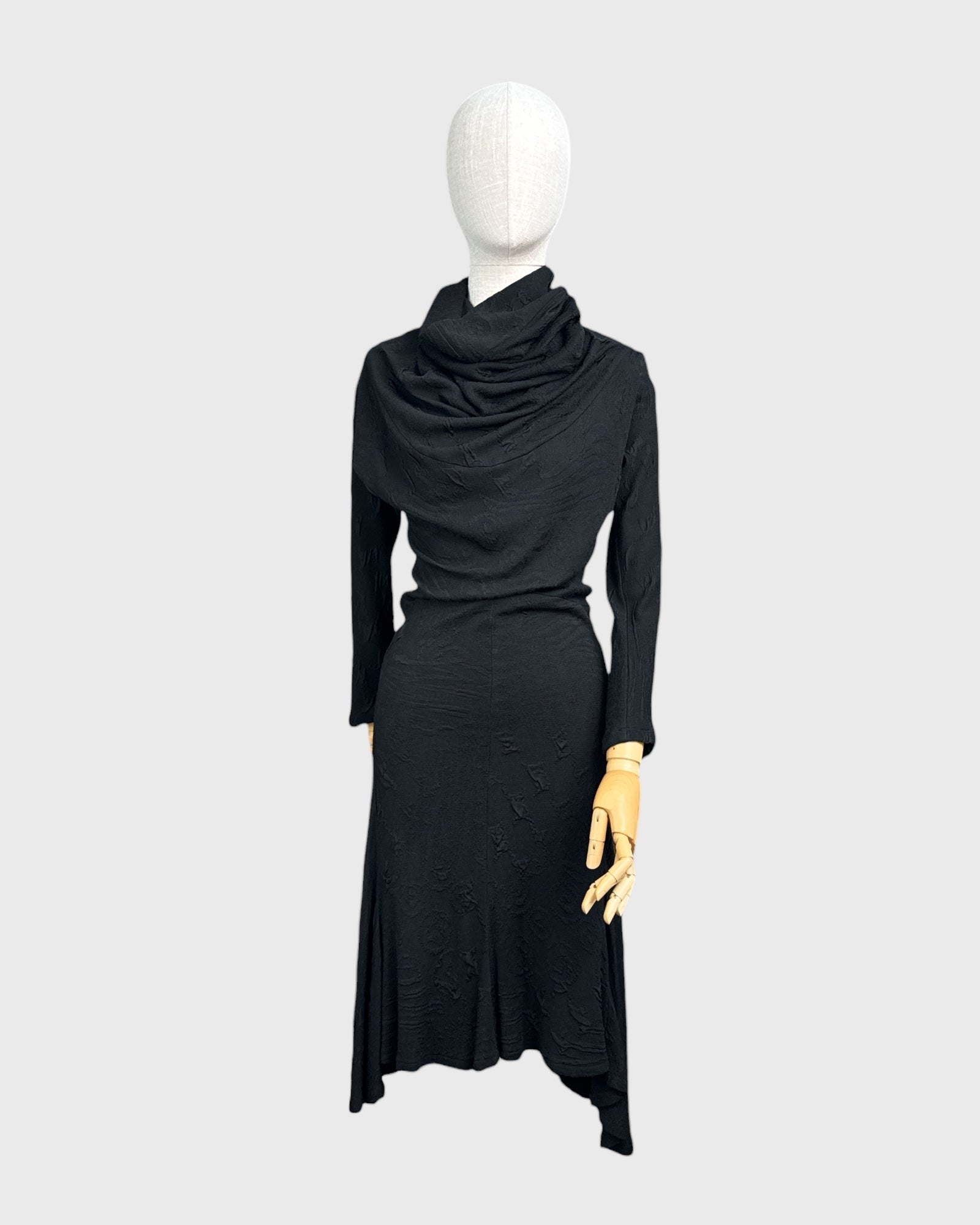 Georges Levesque long black collar dress, S