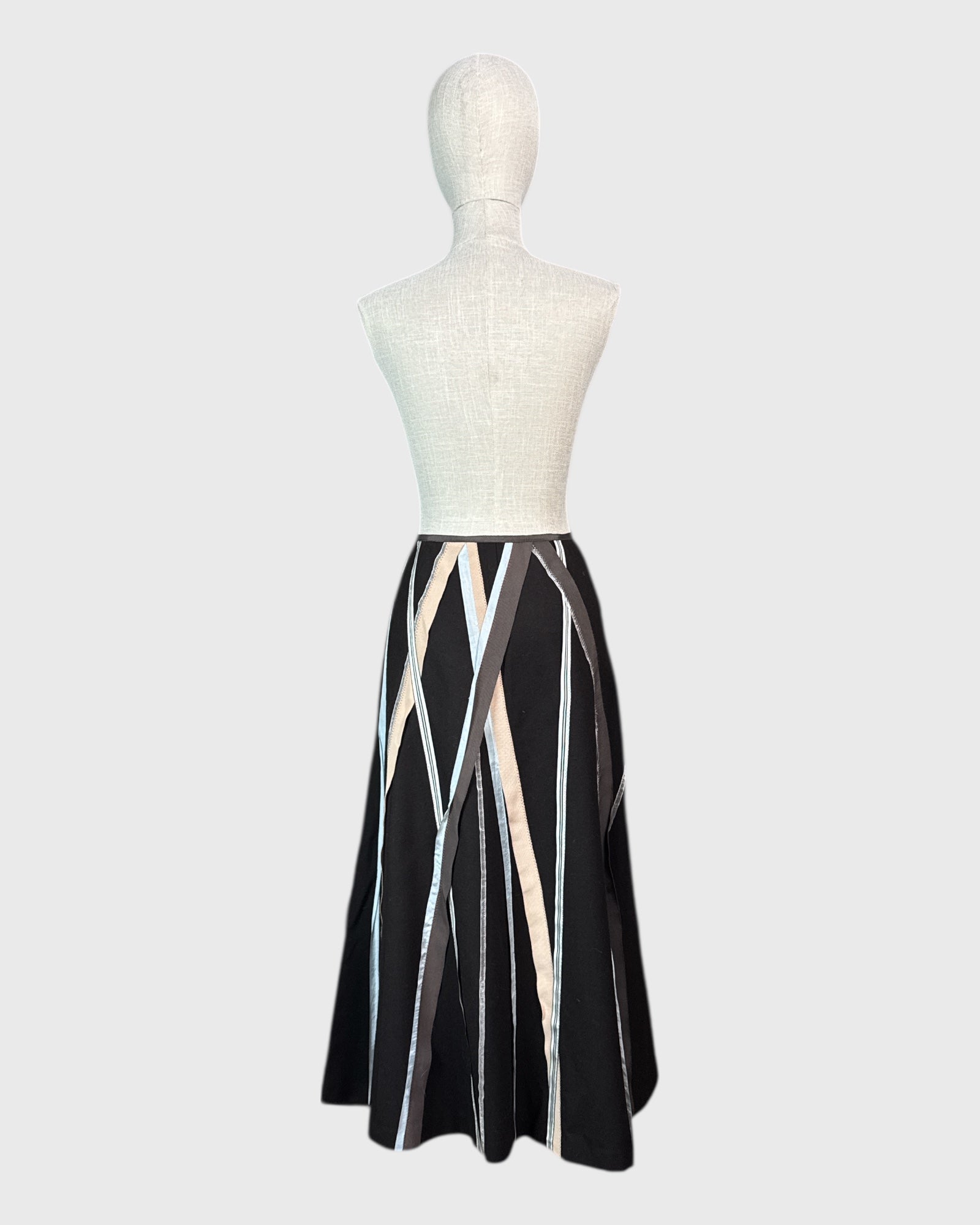 Planet 100% Wool Ribbon Skirt, Brown/Blue/Beige, Size 8