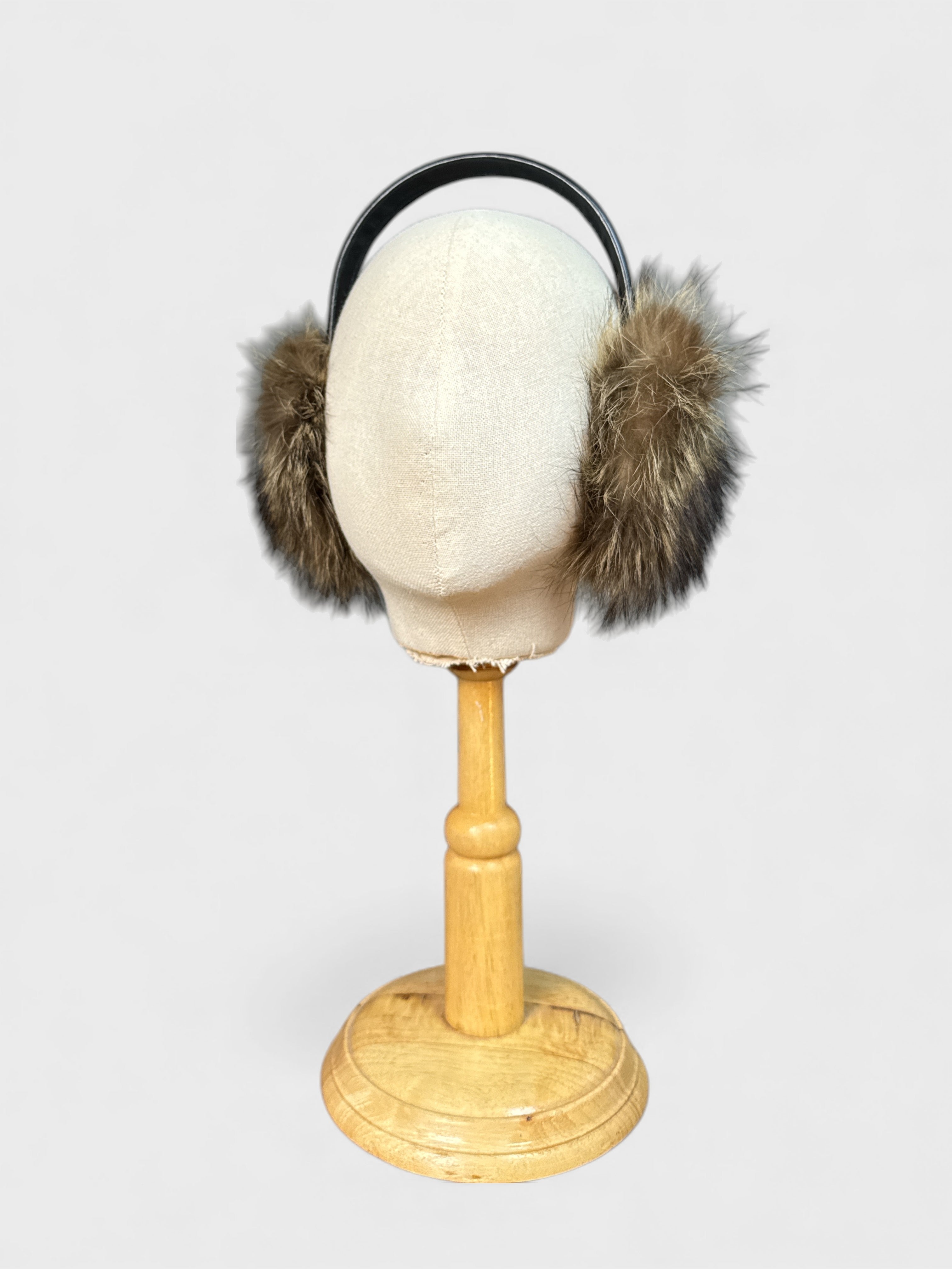 Harricana Black Fur and Leather Earmuffs